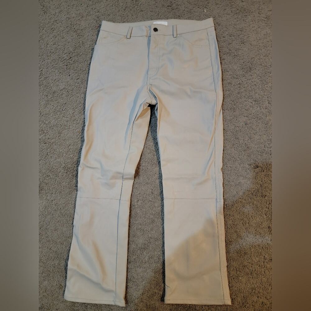 Women's Beige H&M Leather Straight Leg Pants Sz 12 - Picture 6 of 8